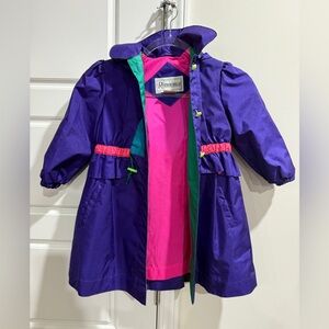 Rothschild 80s Vintage Purple and Pink Girls Hooded Raincoat Size 4 Spring Coat